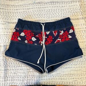 Jantzen Navy and Red Floral Swim Shorts
